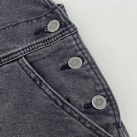RVCA Women’s Size Large Shorts Bib Overall Black Denim Shortalls Skater Y2K - Picture 5 of 12